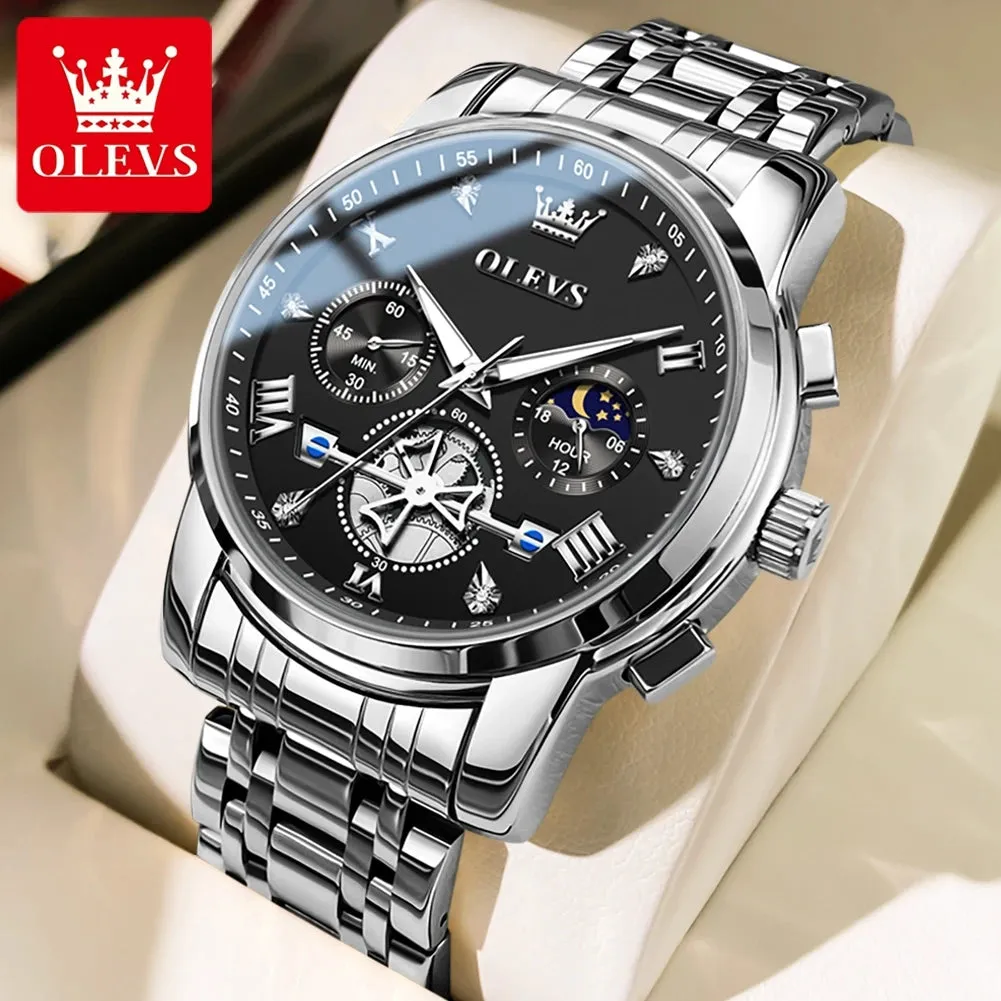 OLEVS Luxury Business Watch for Men - Stainless Steel, Waterproof, High-Quality Multifunction