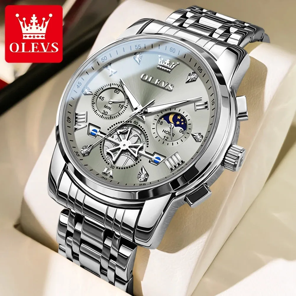 OLEVS Luxury Business Watch for Men - Stainless Steel, Waterproof, High-Quality Multifunction