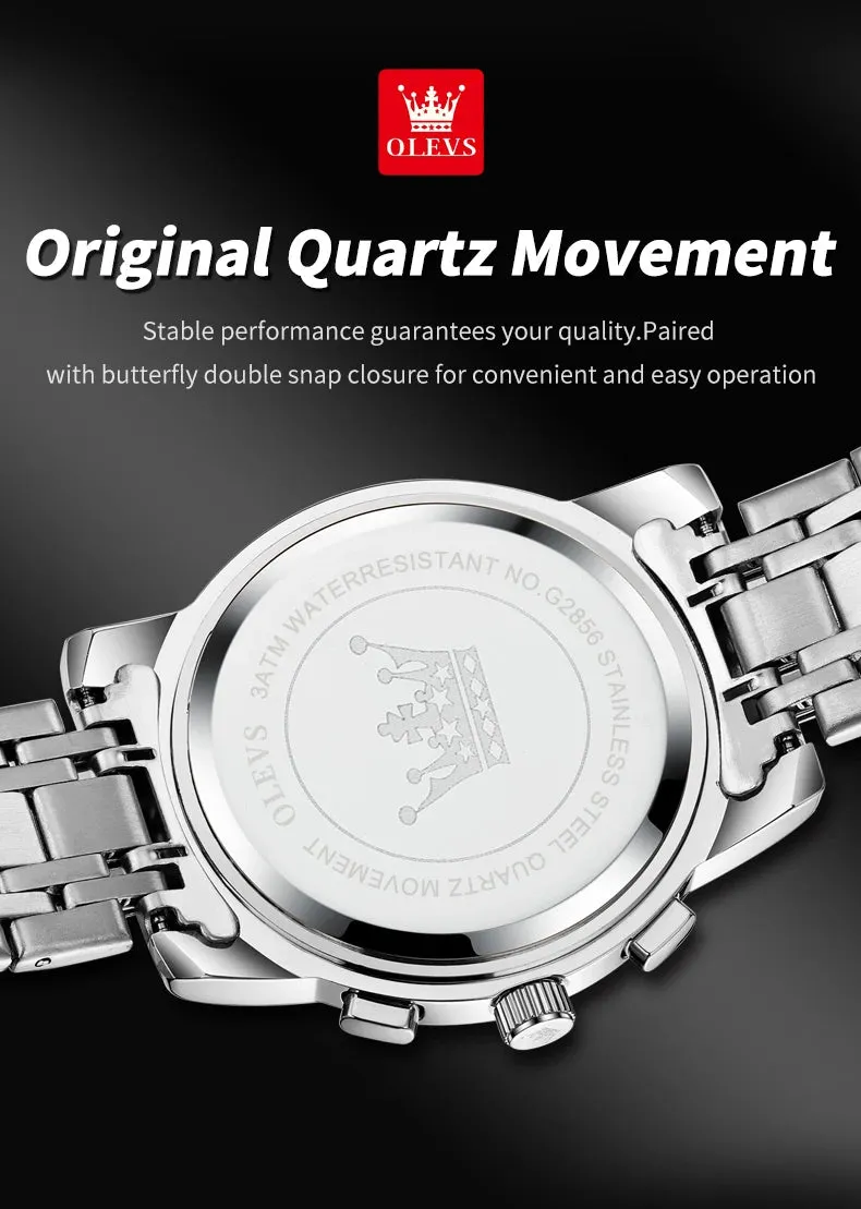 OLEVS Luxury Business Watch for Men - Stainless Steel, Waterproof, High-Quality Multifunction