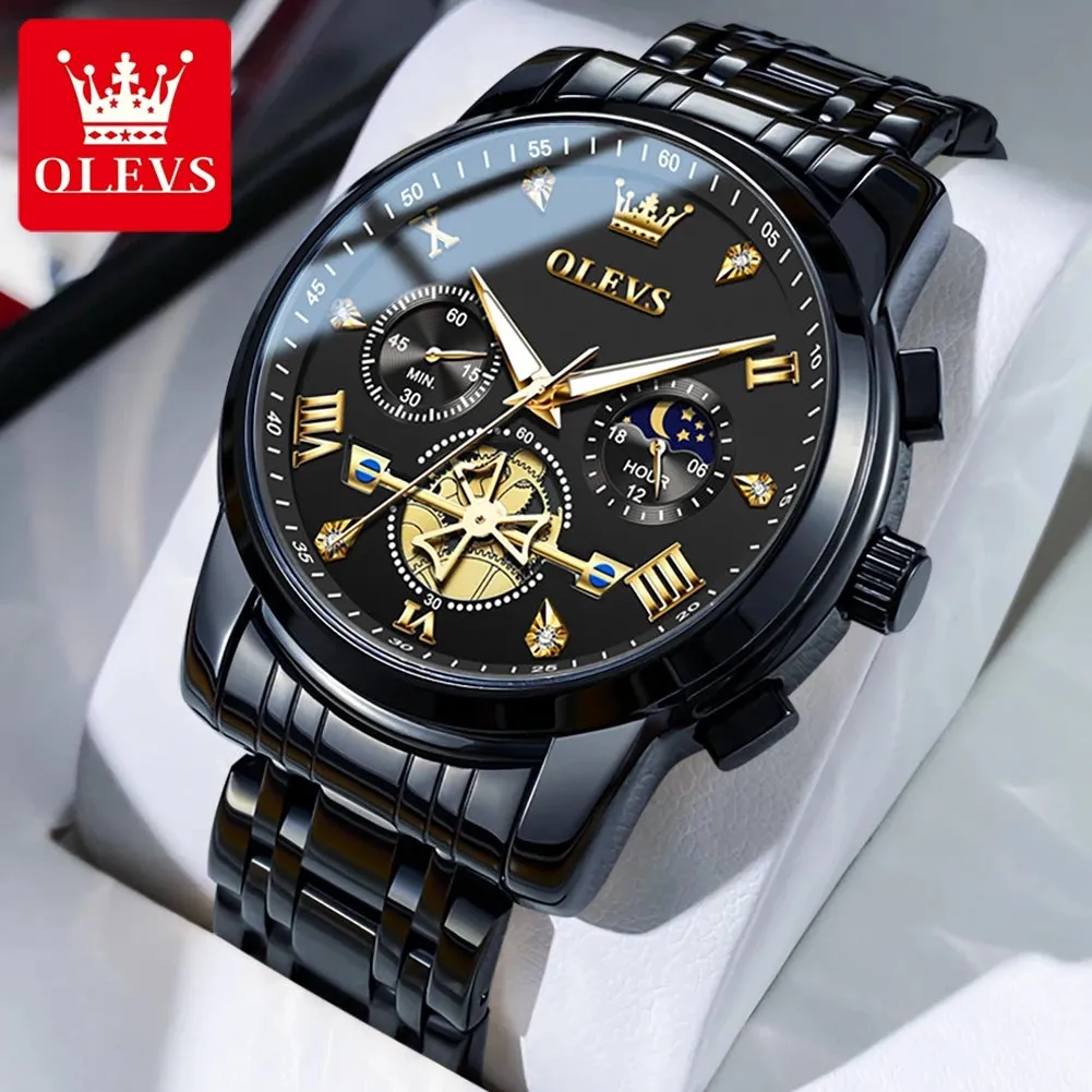 OLEVS Luxury Business Watch for Men - Stainless Steel, Waterproof, High-Quality Multifunction