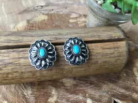 Silver Concho Stud Earrings