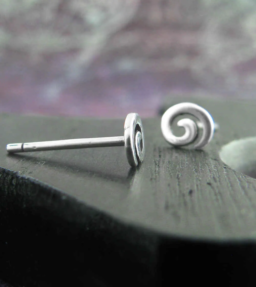 Tiny Spiral Stud Earrings