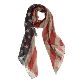 Womens Distressed Woven American Flag Scarf