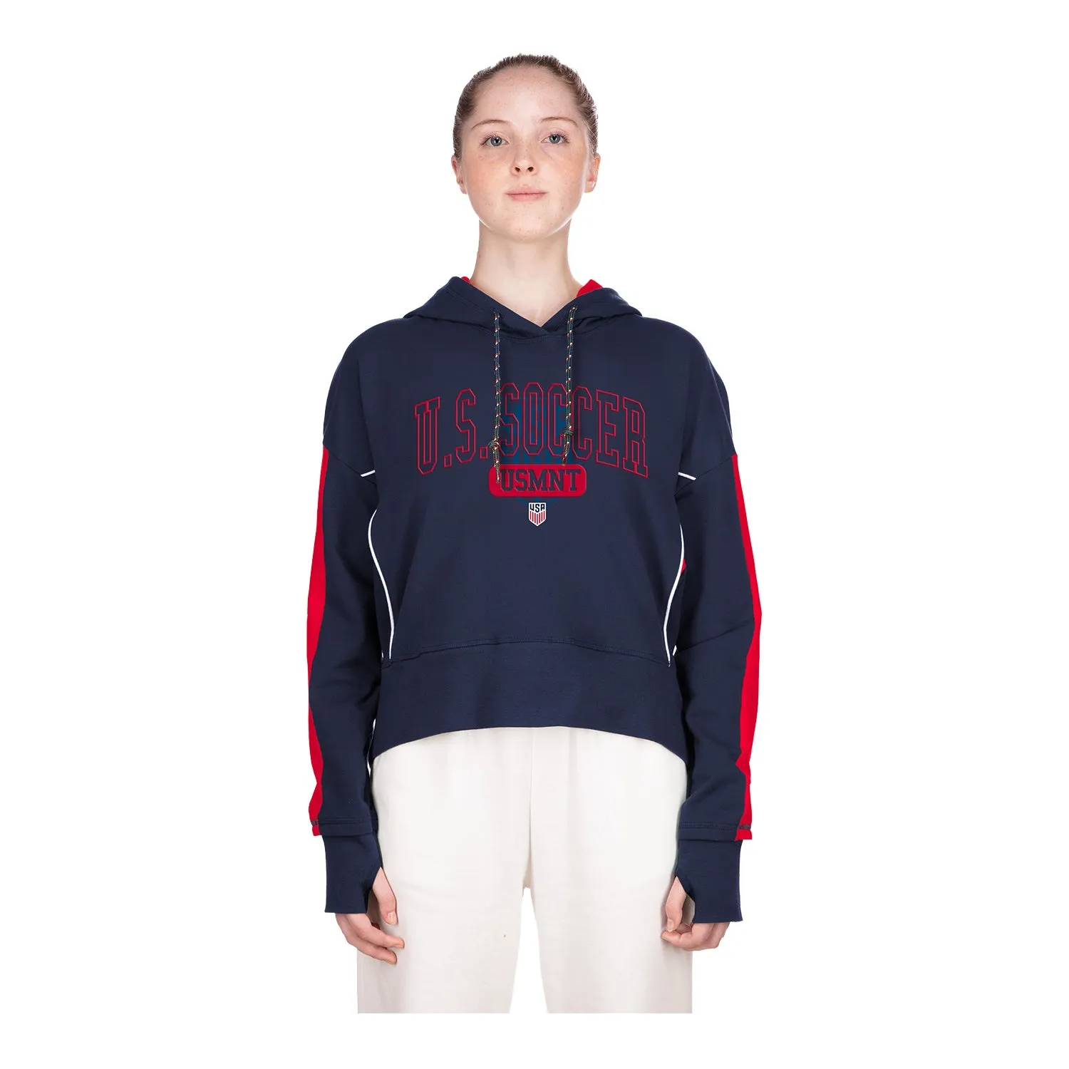 Women's New Era USMNT High-Low Navy Hoodie